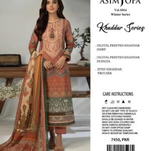 Asim Jofa 3 Pcs Printed Khaddar Suit AJ3P-009
