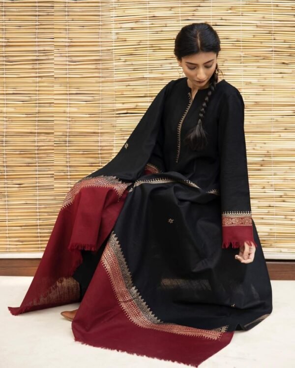 3 Pc Embroidered Designer Dhanak Dress