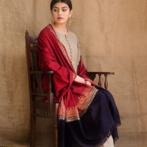 3 Pc Heavy Embroidered Khaddar Suit with Printed Woolen Dupatta RL-2057