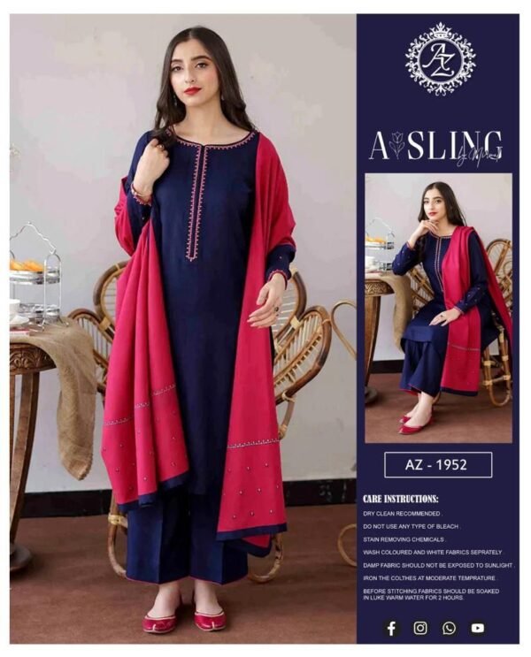 SGR-1149 Unstitched Fully Embroidered Dhanak Suit with Dhanak Dupatta